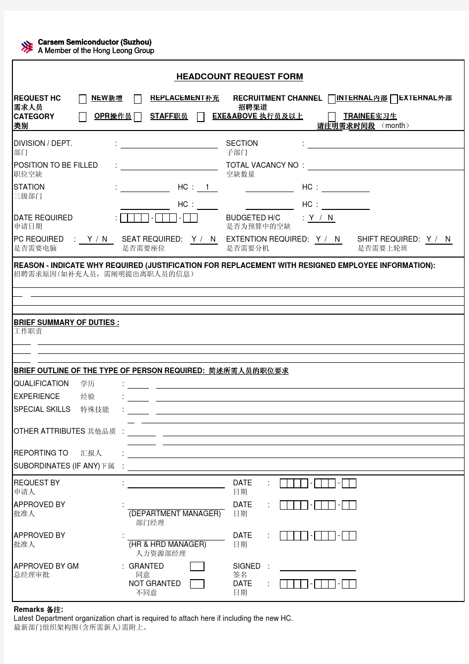 HEADCOUNT REQUEST FORM