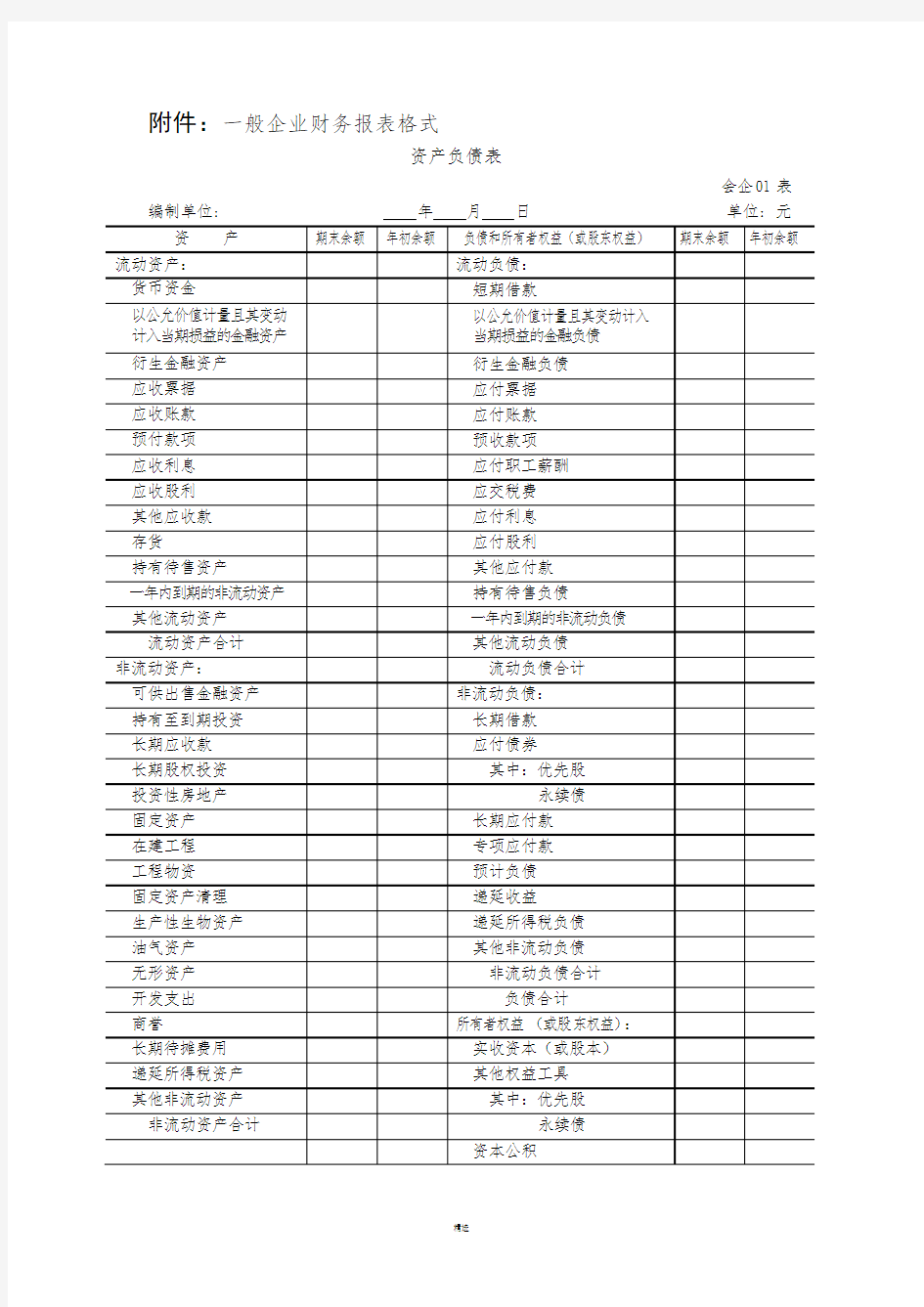 财务报表格式-2018版