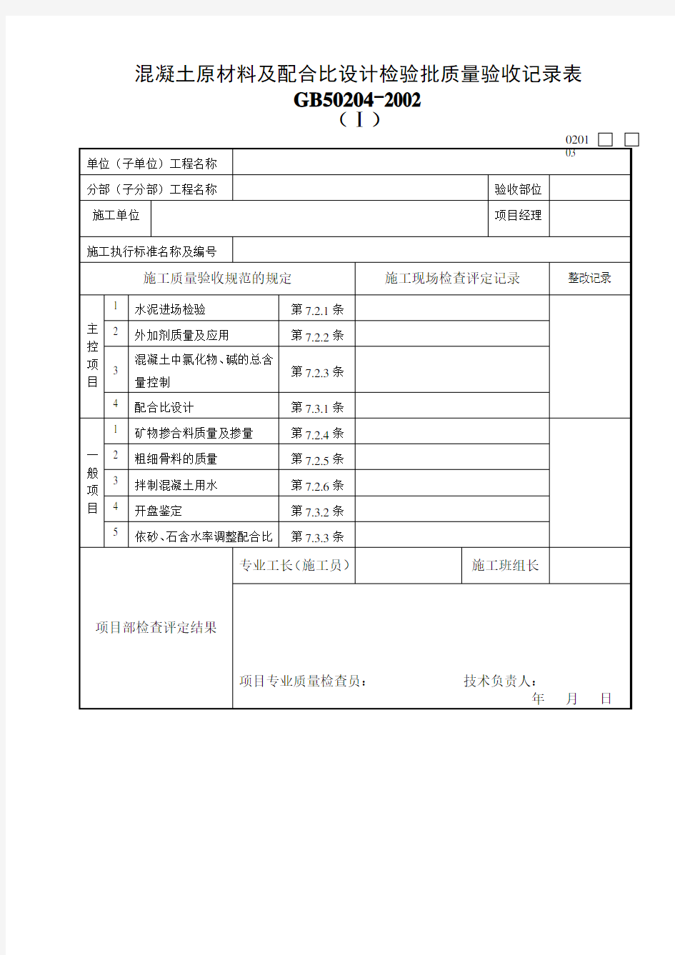 Ⅰ混凝土原材料及配合比