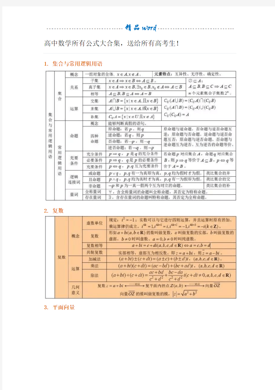 高中数学所有公式大合集