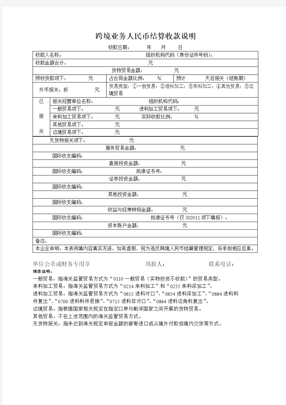 跨境业务人民币结算收款说明(新)