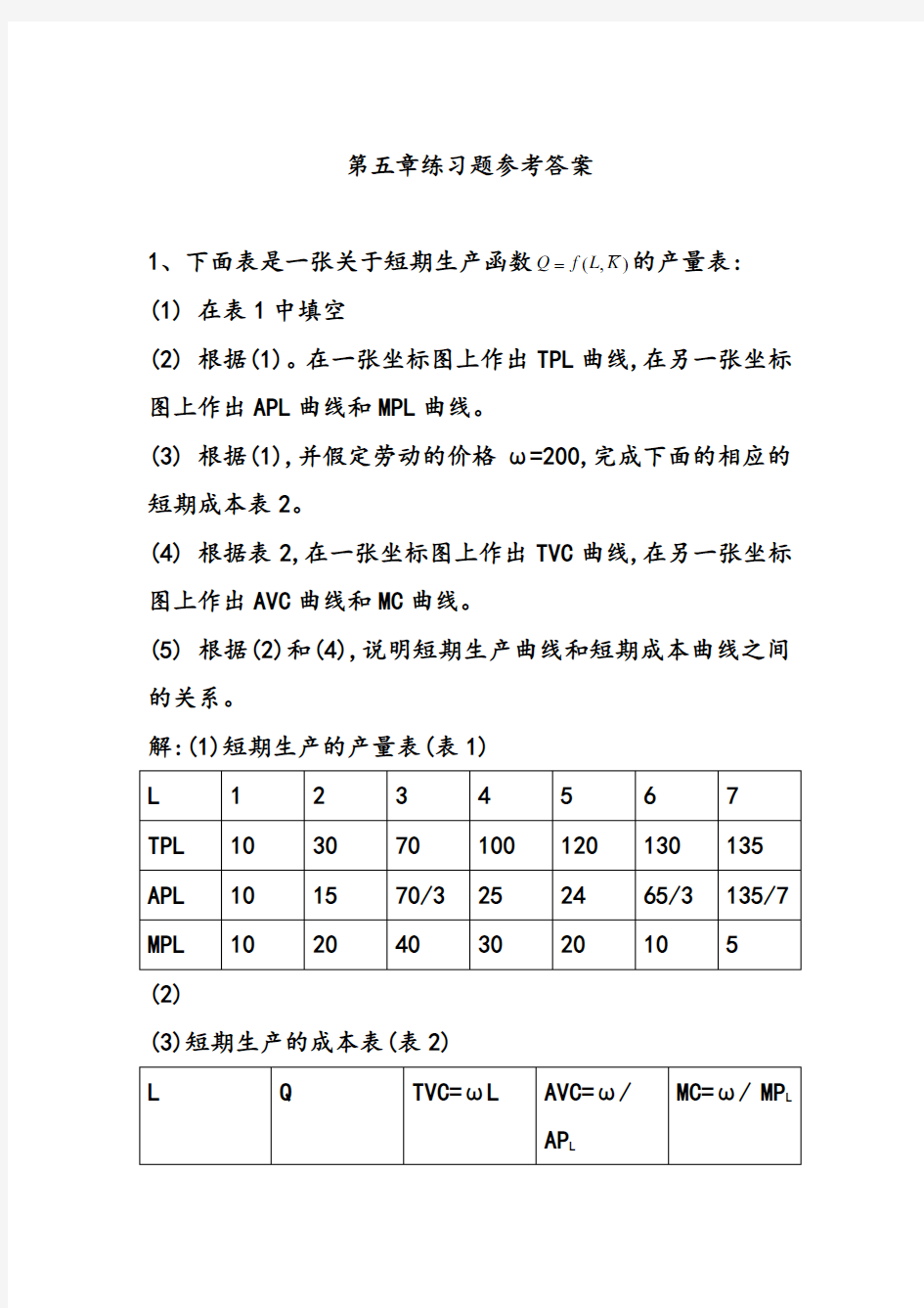 第五章练习题参考答案完整版