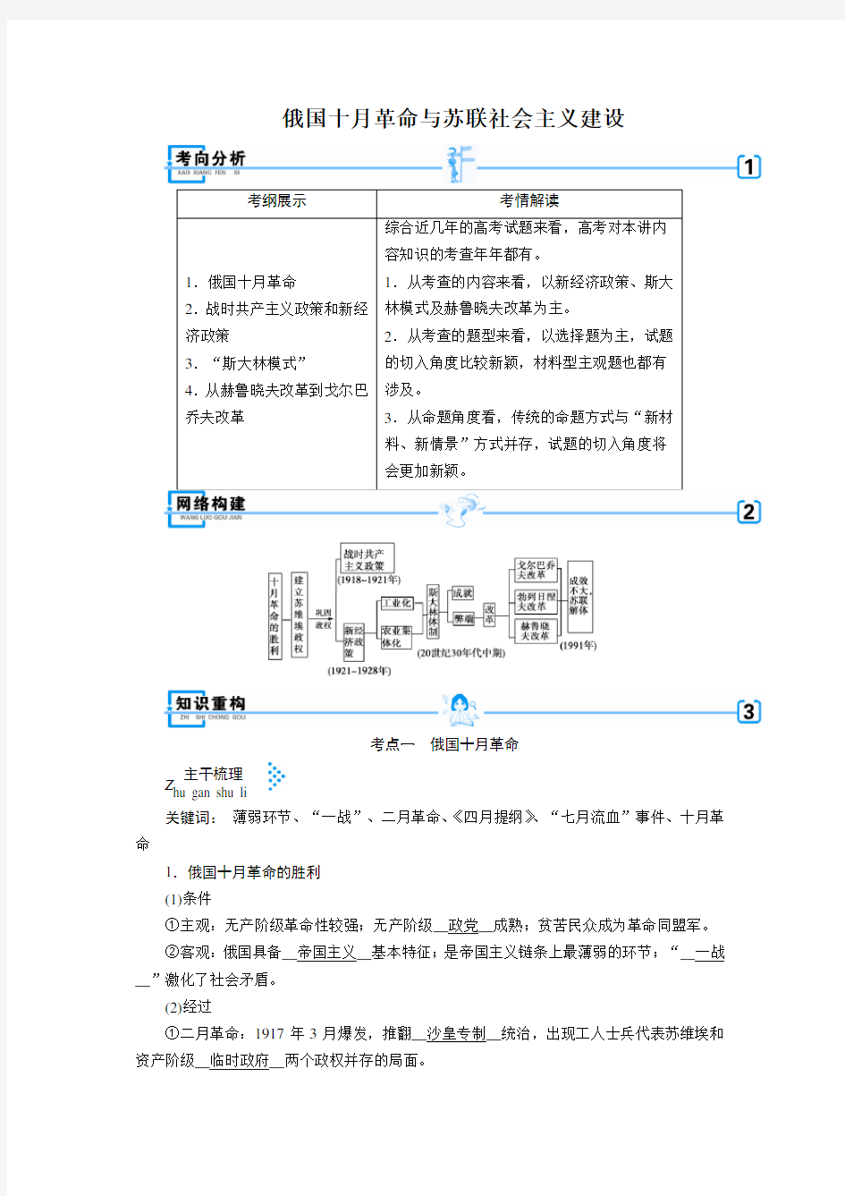 最经典总结-俄国十月革命与苏联社会主义建设