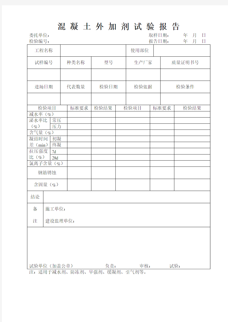 混凝土外加剂试验报告