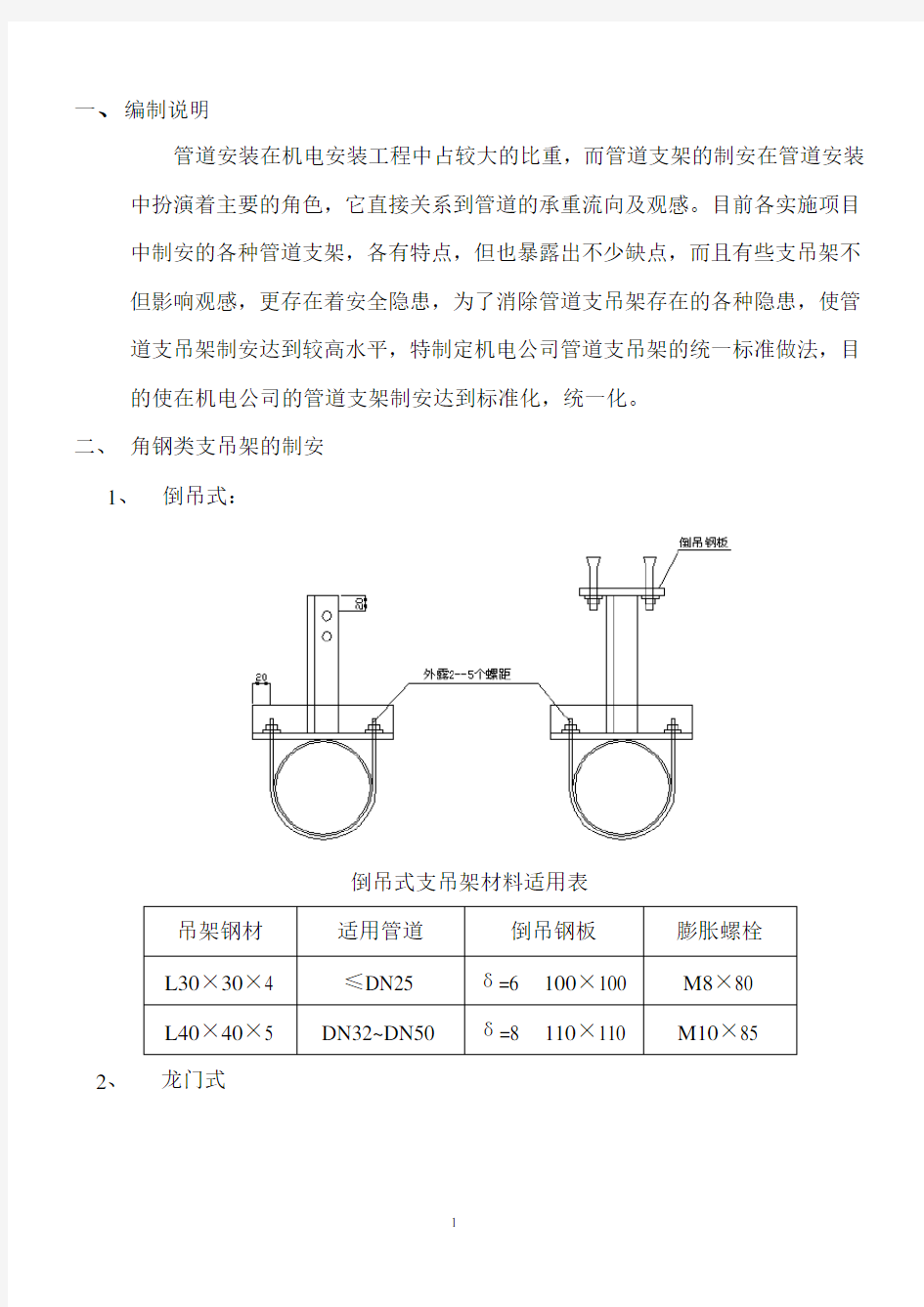 管道支架制作装标准规范