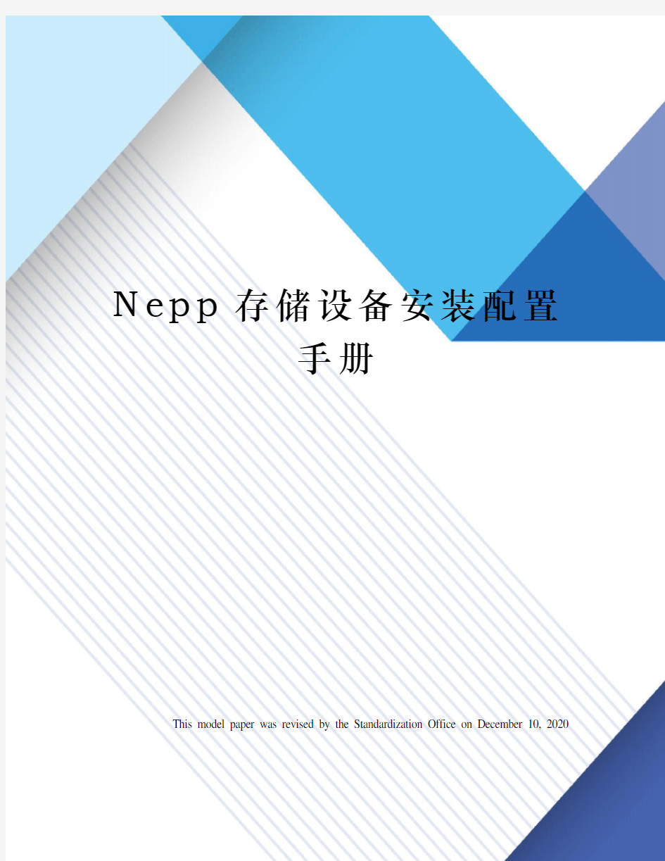Nepp存储设备安装配置手册