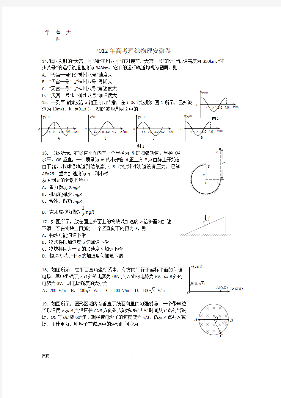 安徽高考物理(2020年8月整理).pdf