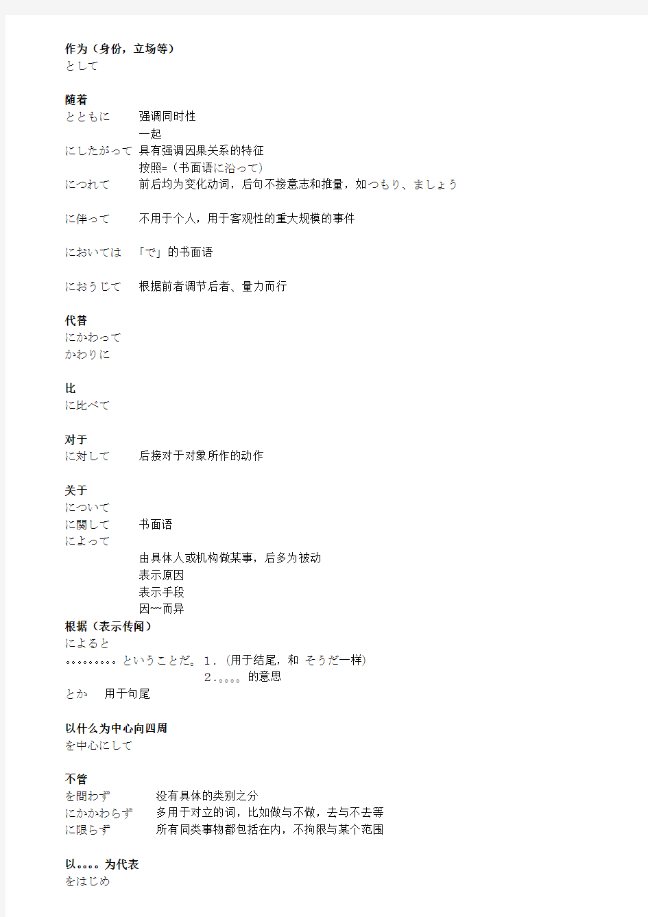 日语N2语法整理