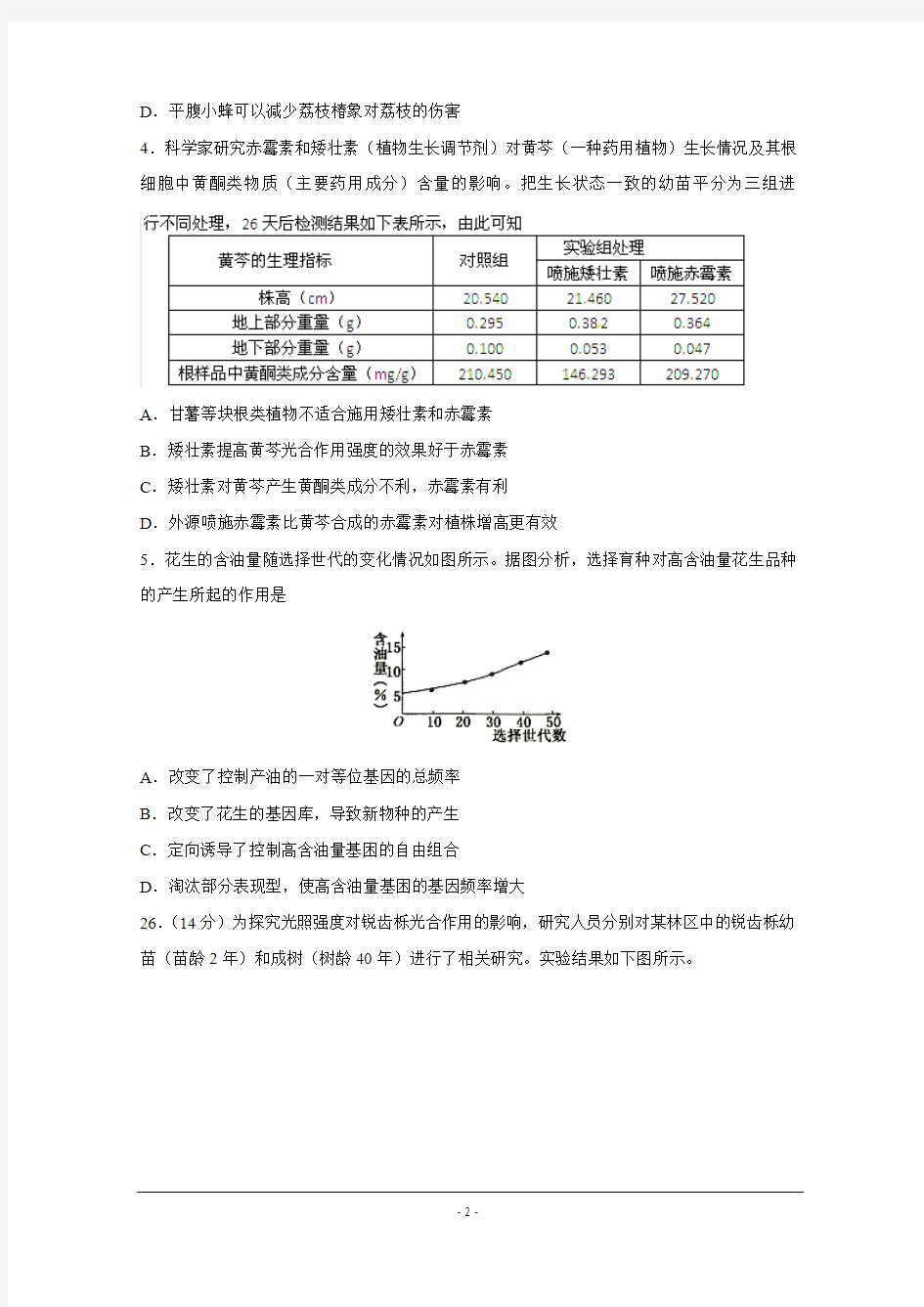 厦门一中2015届高三高考前热身考试卷生物 Word版含答案