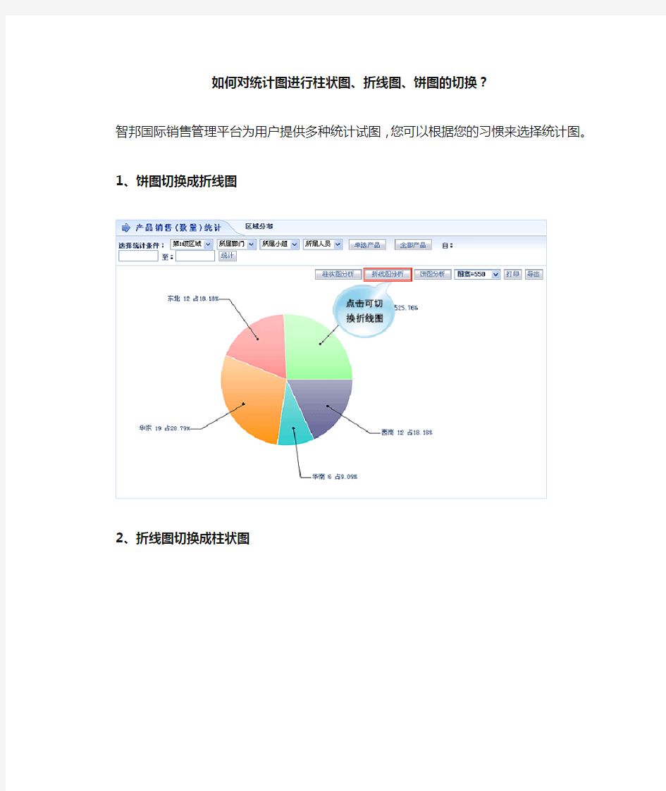 如何对统计图进行柱状图折线图饼图的切换