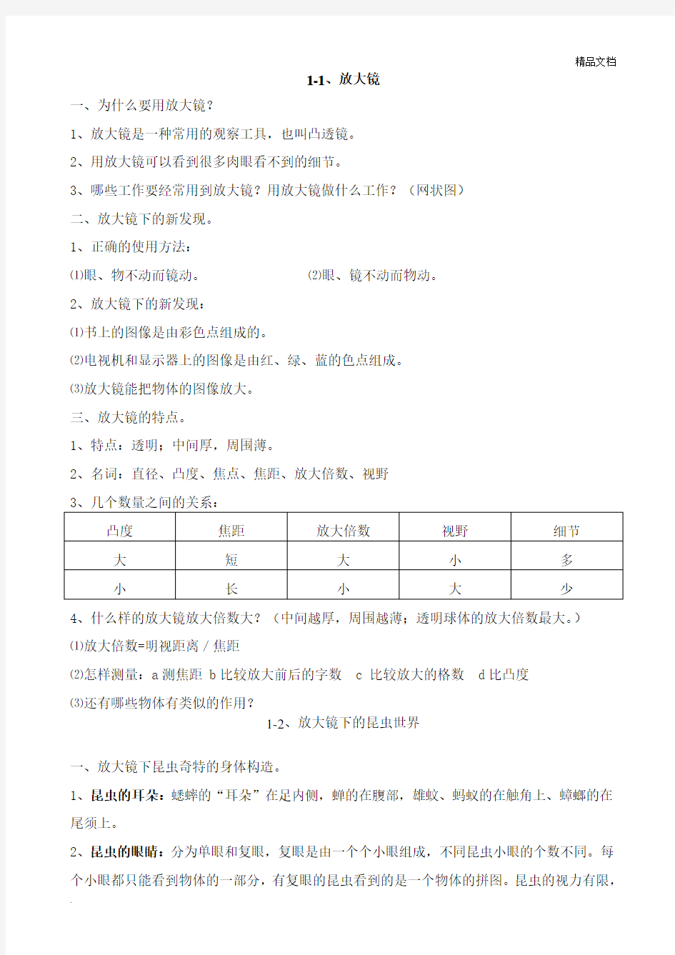 教科版六年级下册科学配套练习答案