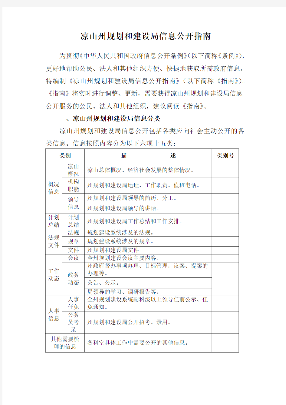 凉山州规划和建设局信息公开指南