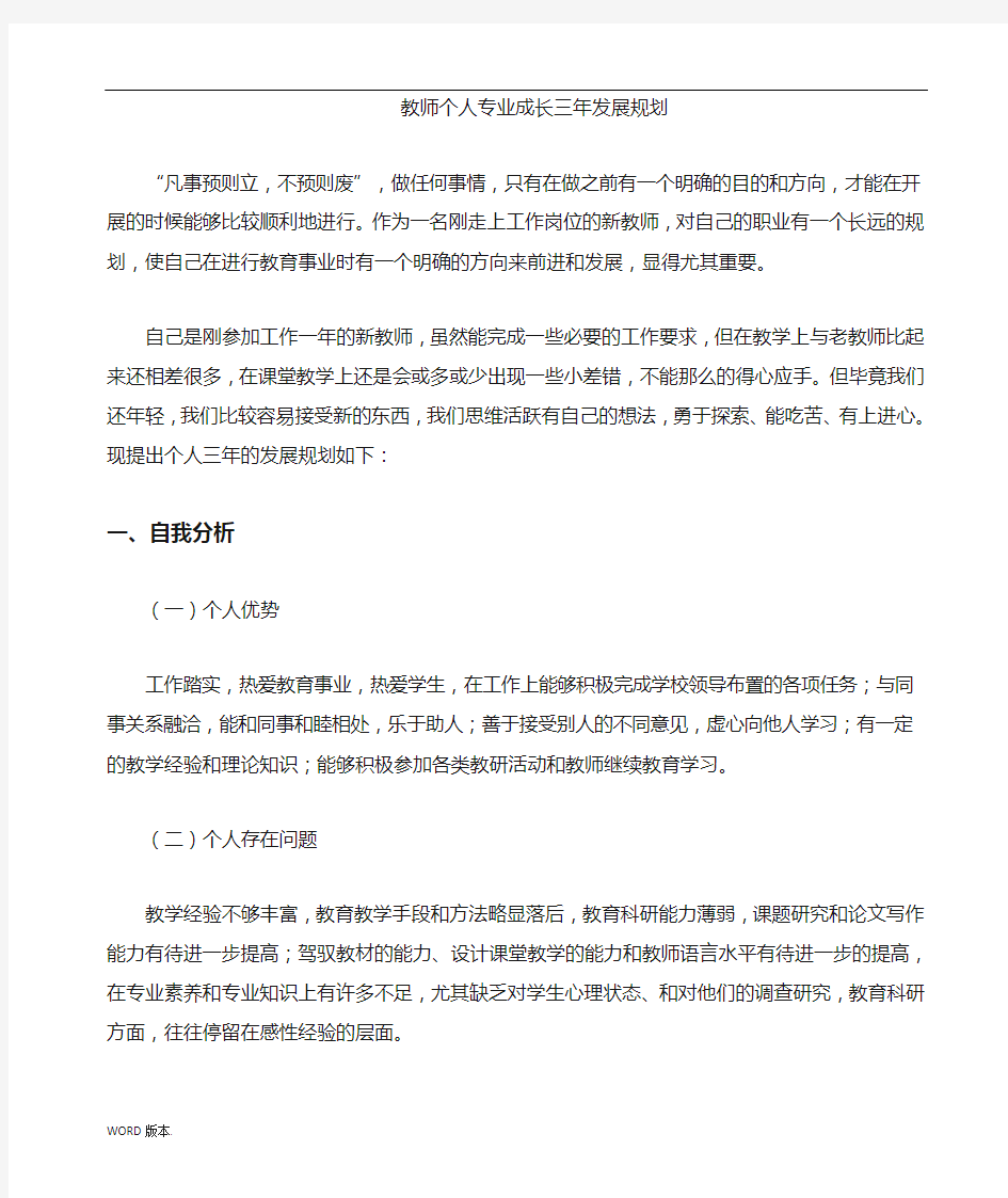 教师个人成长三年规划