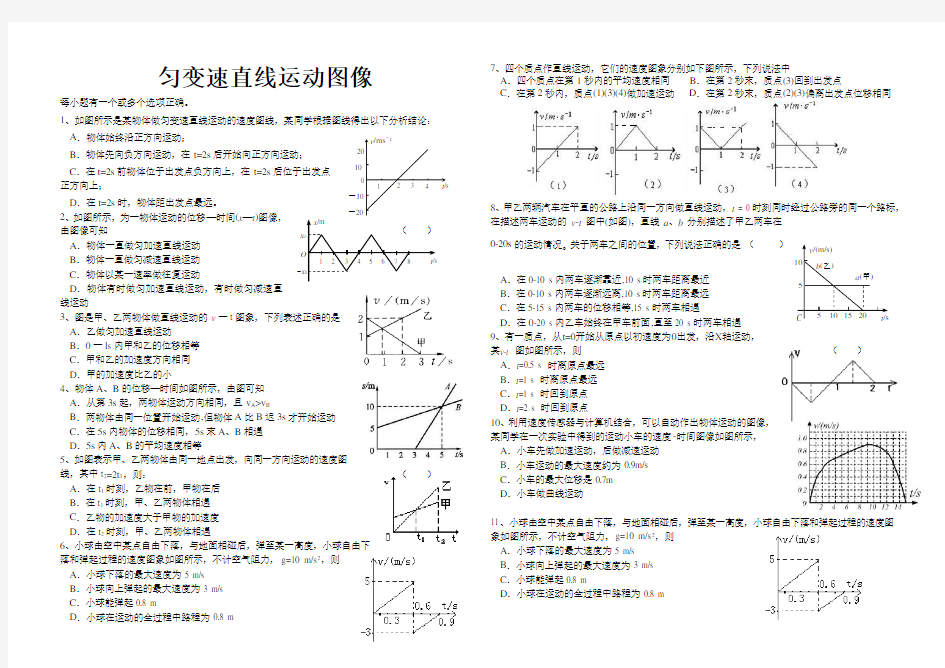 匀变速直线运动图像专题优秀练习题