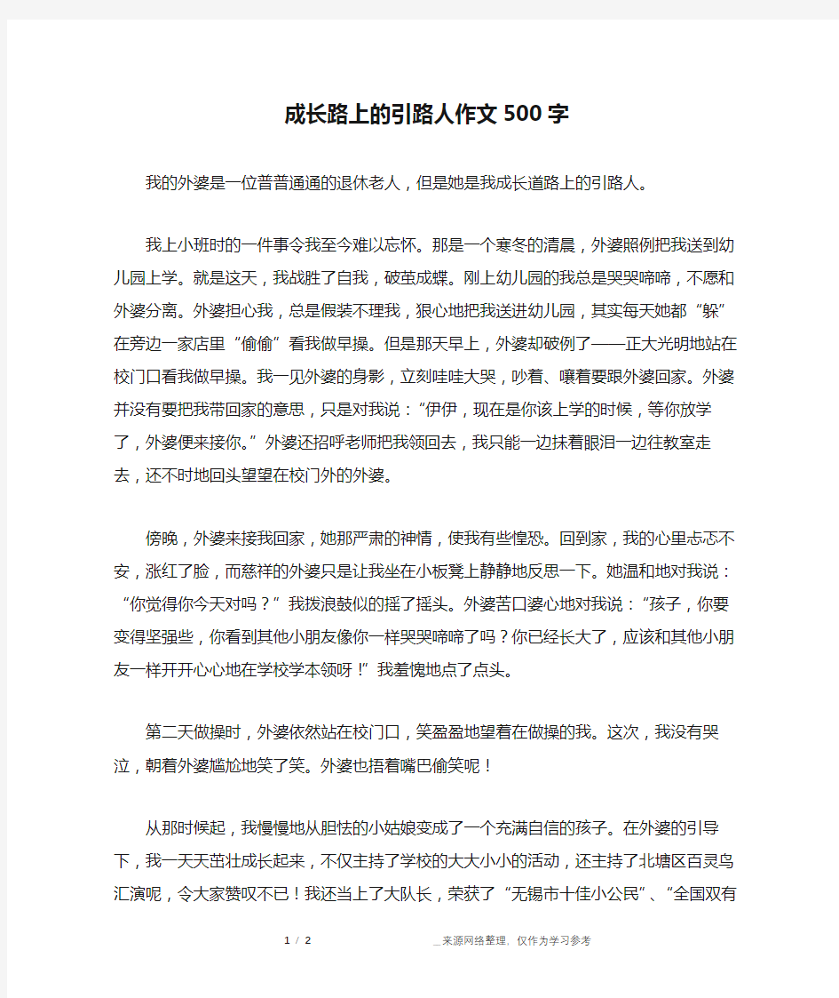 成长路上的引路人作文500字