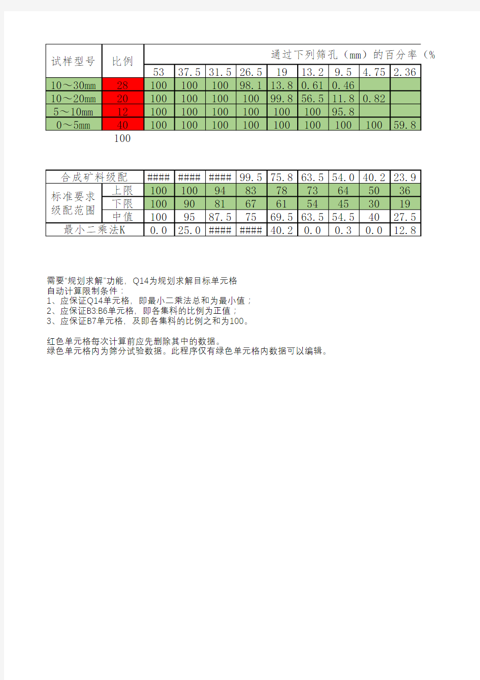 无机结合料矿料级配自动计算绘图