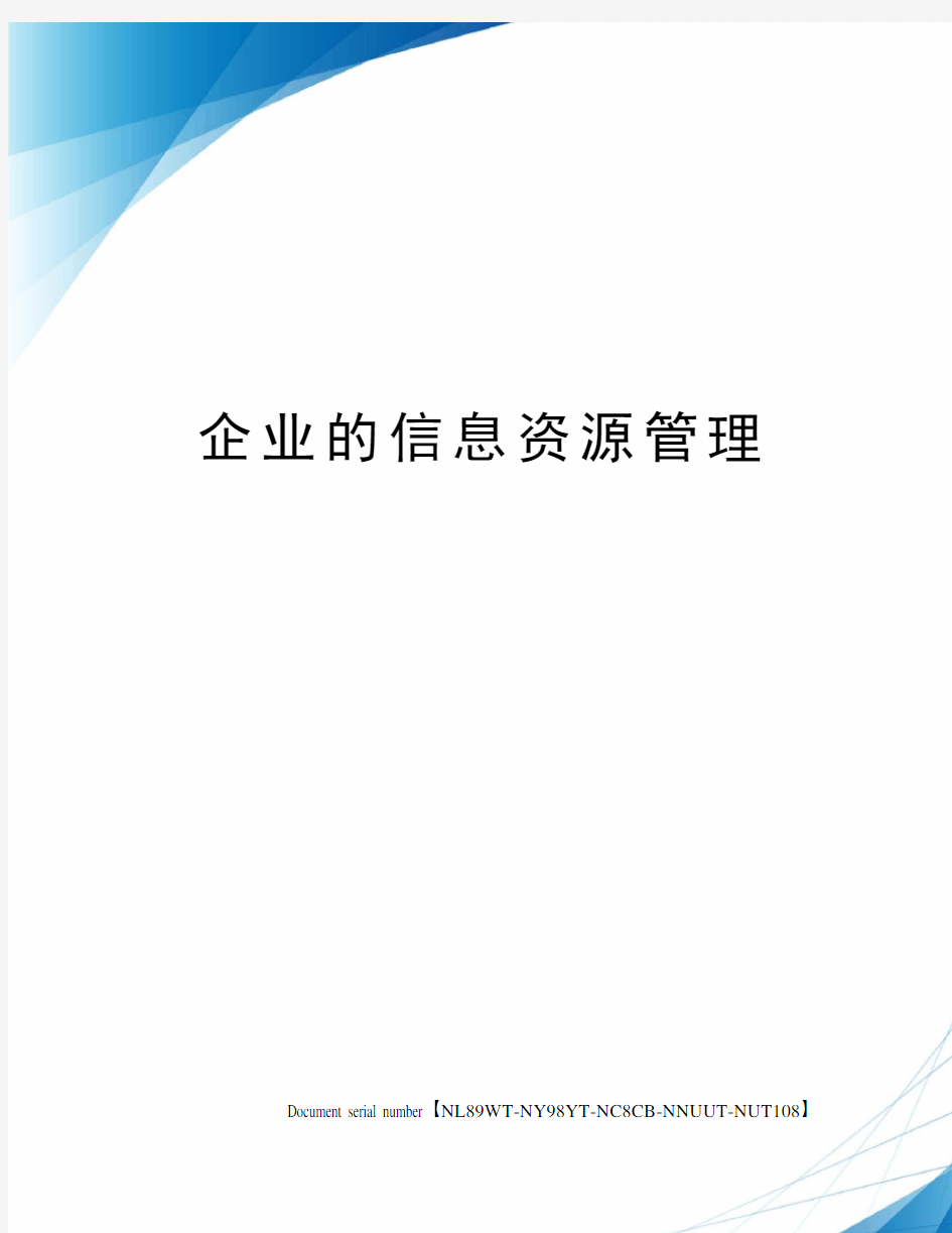 企业的信息资源管理完整版