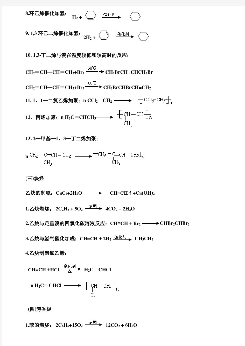 人教版《有机化学基础》方程式总结