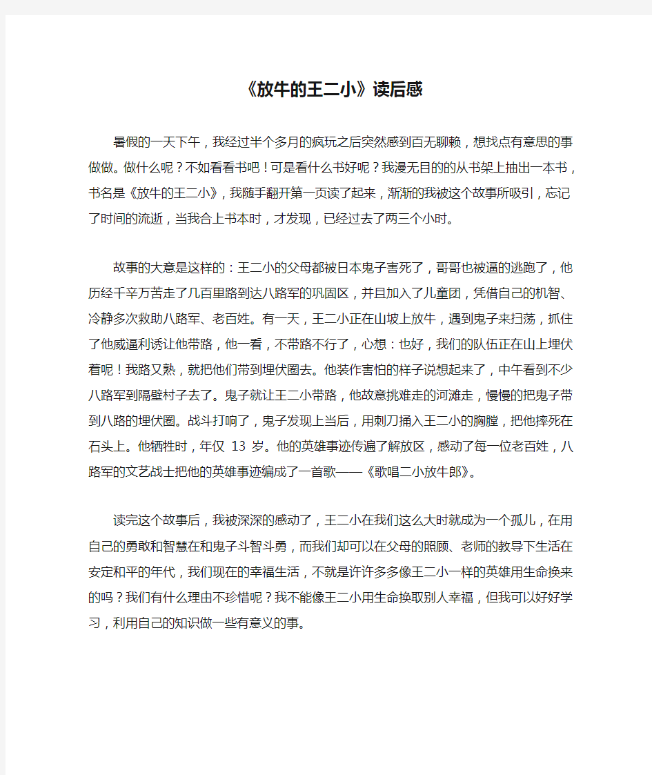 《放牛的王二小》读后感