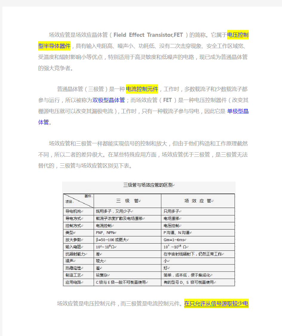 场效应管和三极管的区别