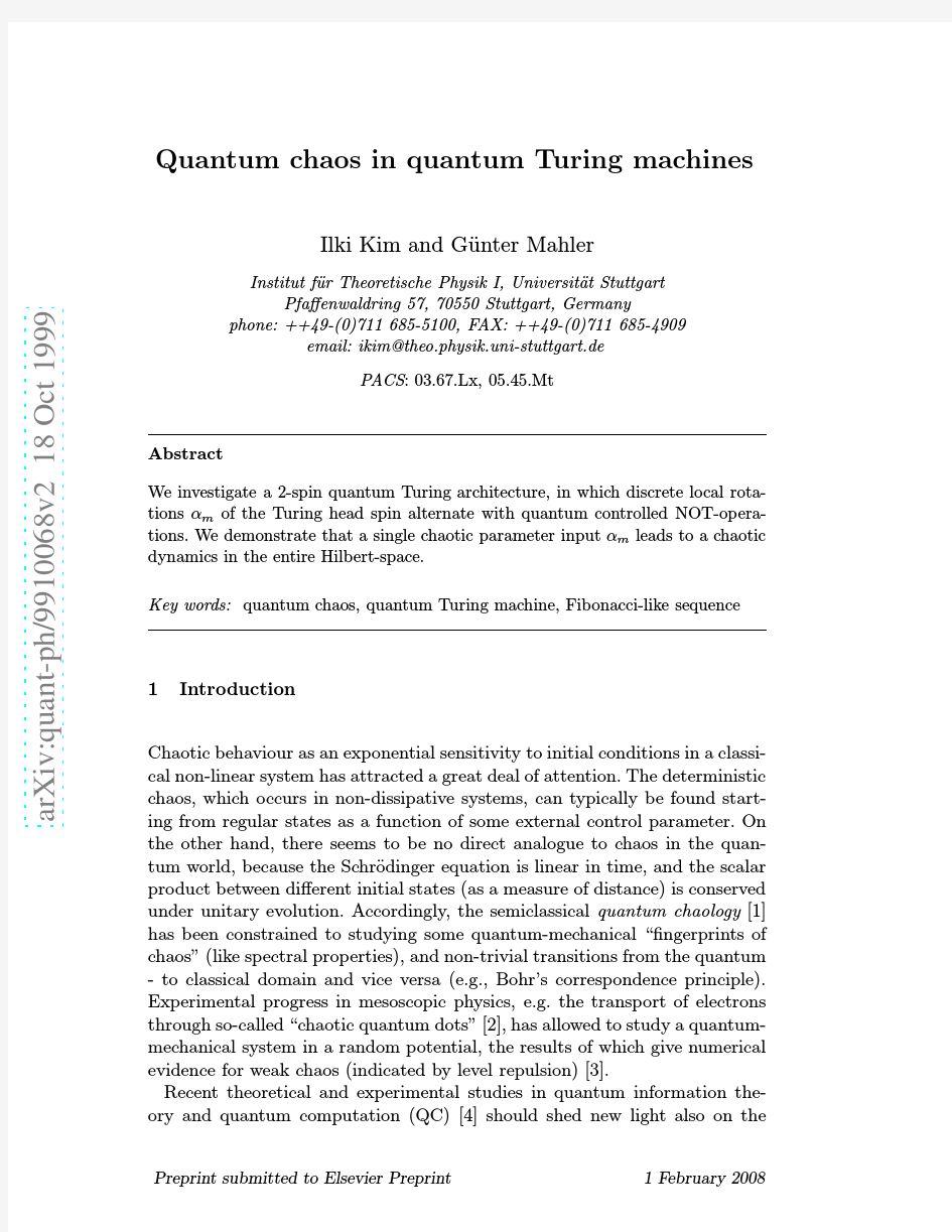 Quantum chaos in quantum Turing machines