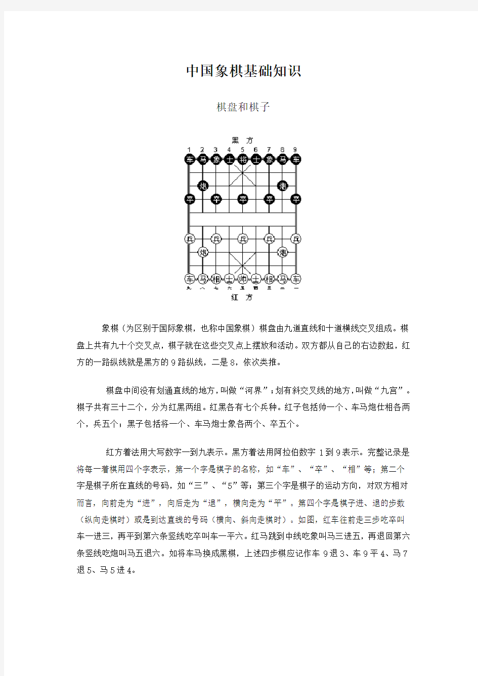 中国象棋基础知识