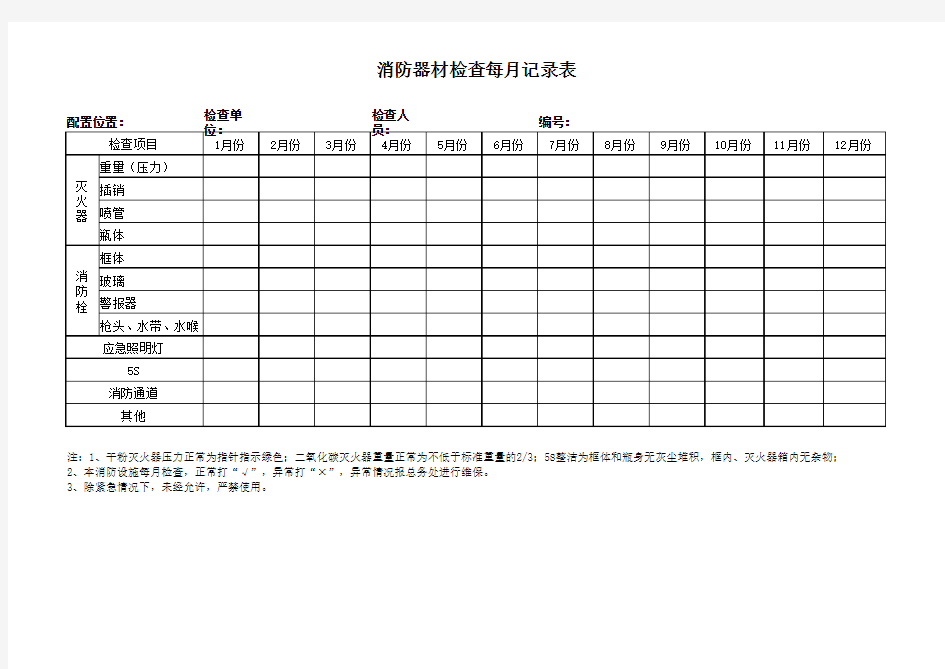 消防器材检查表