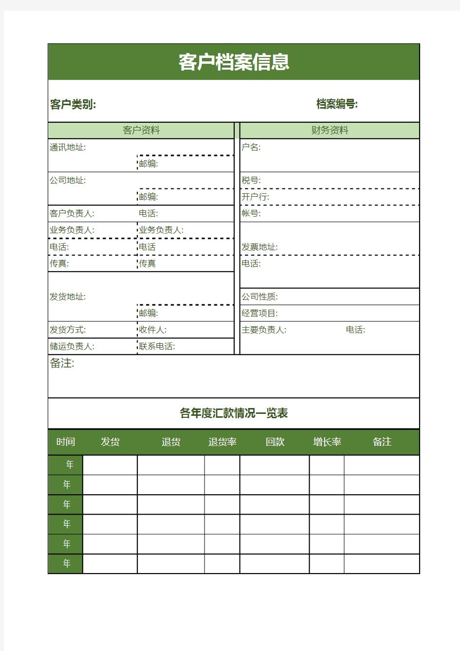 客户档案表(企业)