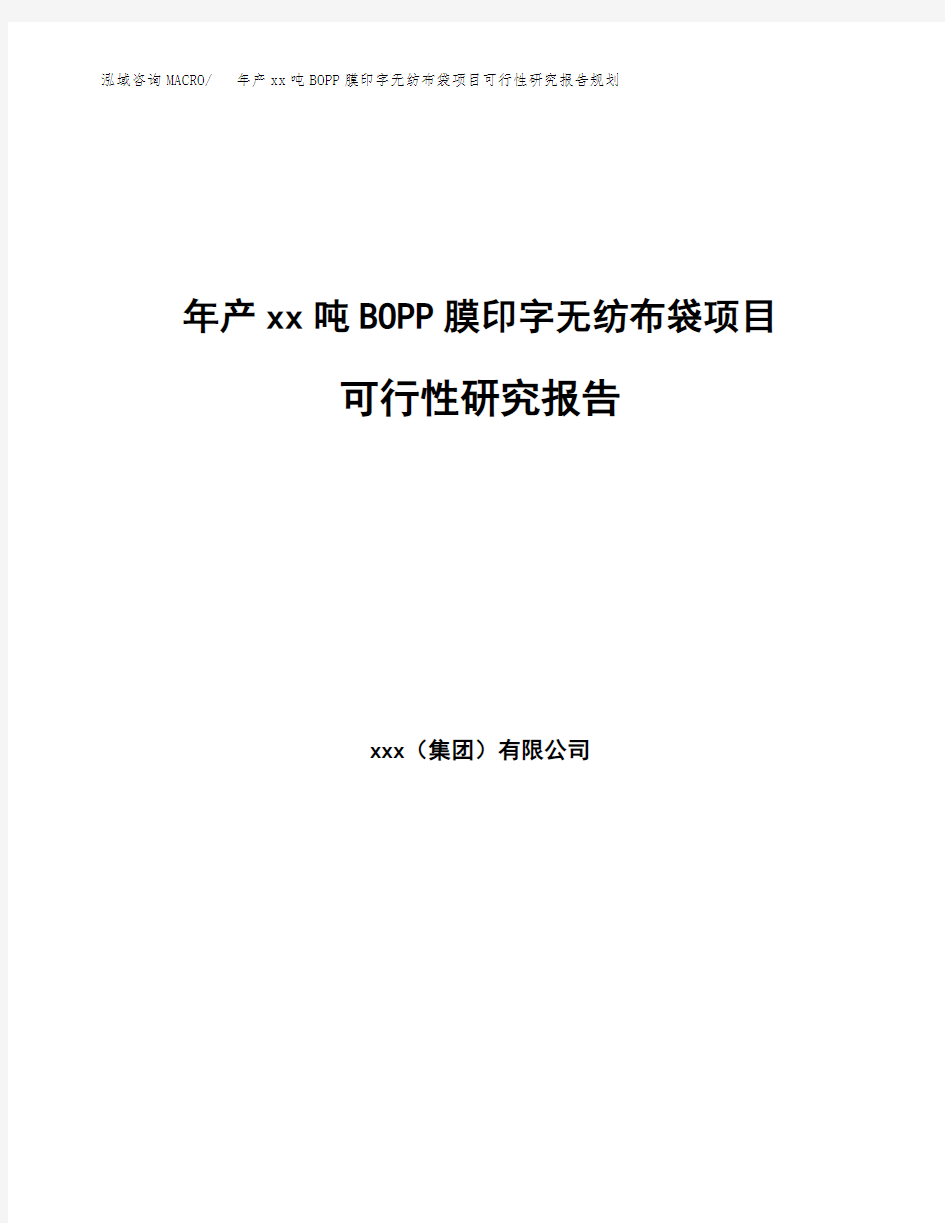 年产xx吨BOPP膜印字无纺布袋项目可行性研究报告规划