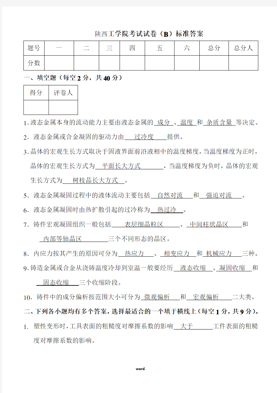 超有用的材料成型原理试卷试题及答案(精选.)