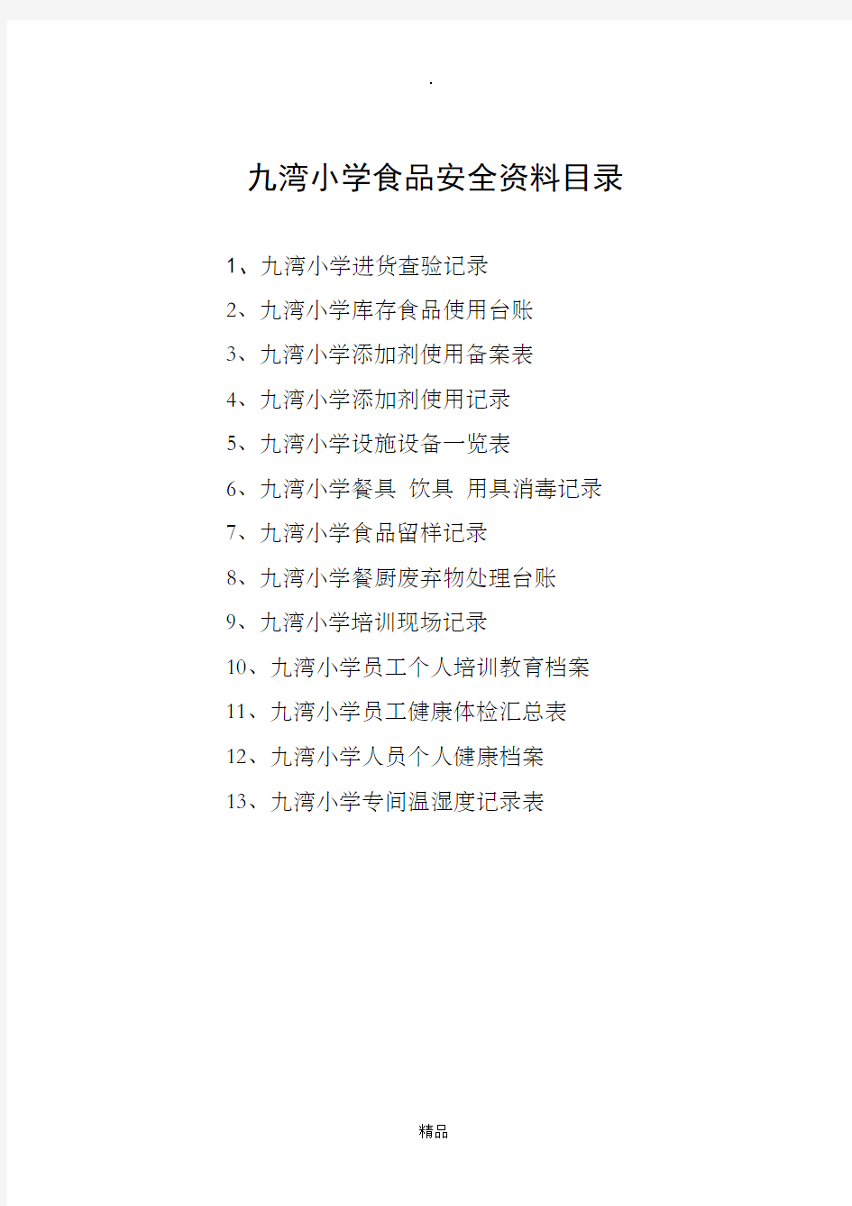 餐饮服务食品 食品原料 食品添加剂 食品相关产品进货查验记录  (10种表)[2]