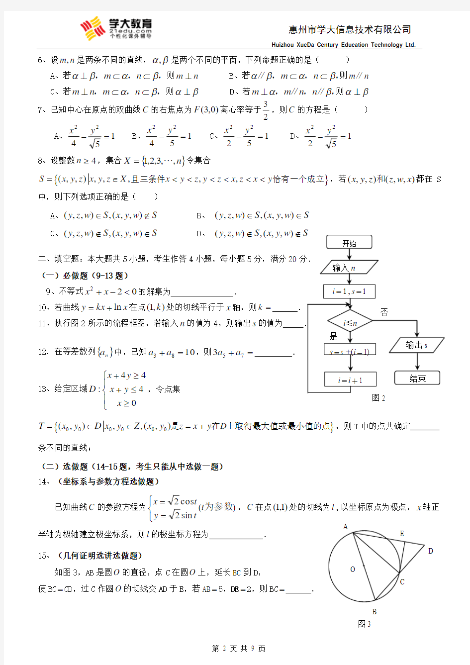 13年广东高考理科数学试题及答案OK