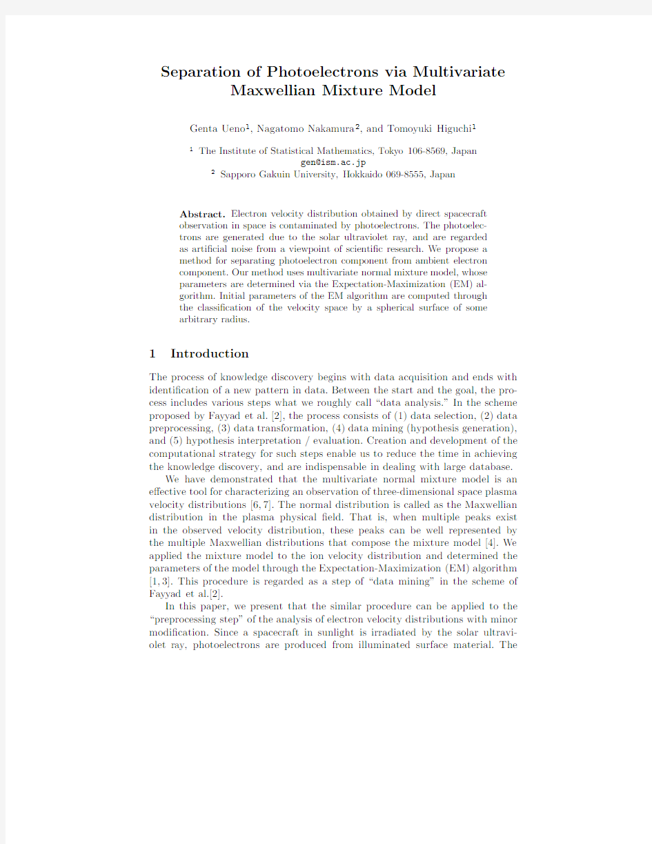 Separation of Photoelectrons via Multivariate Maxwellian Mixture Model