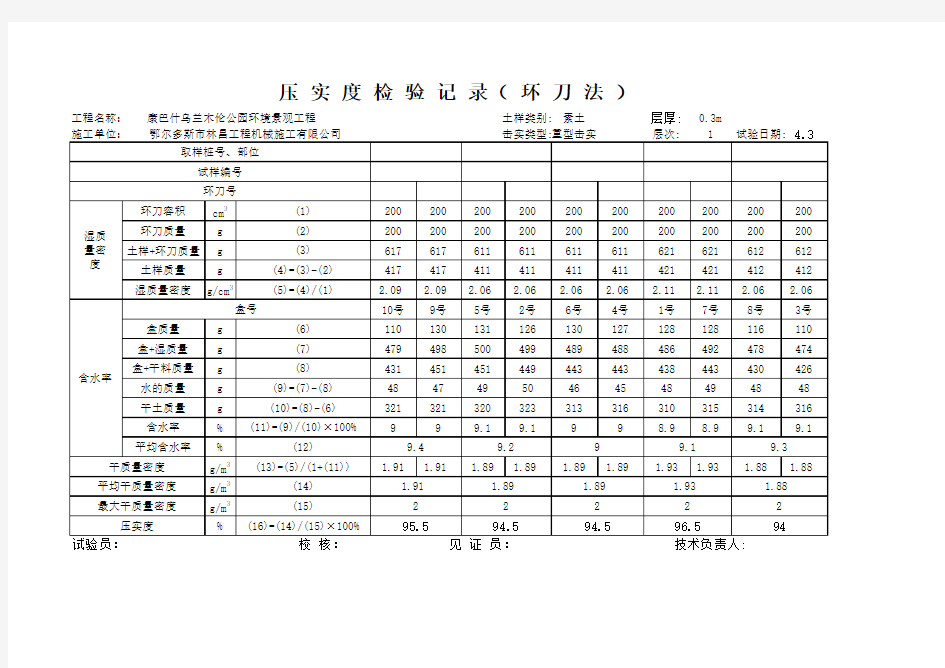 压实度(环刀法计算)2010-2-25