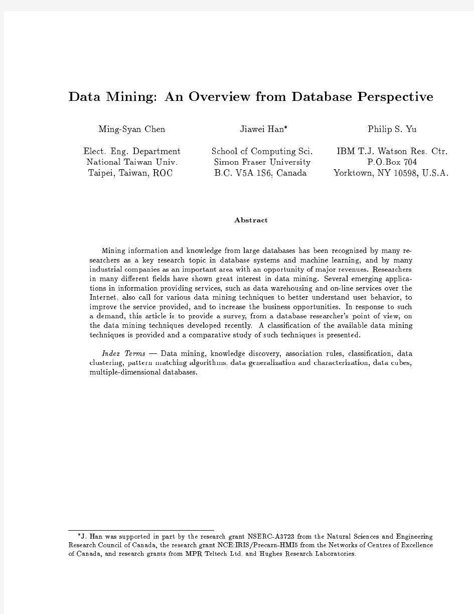 Data mining An overview from a database perspective (1996)