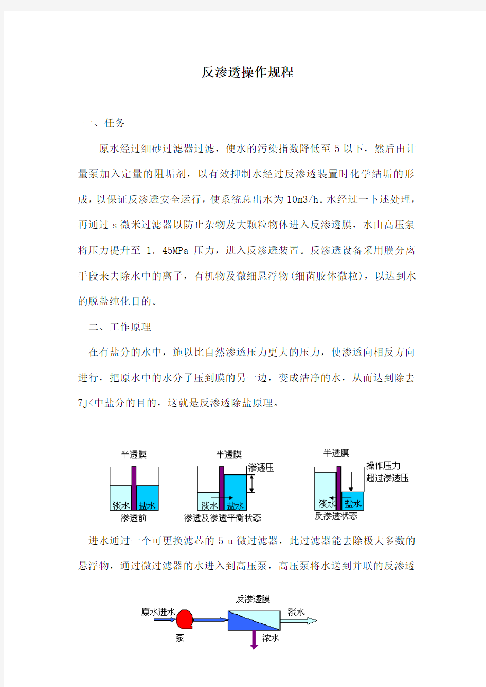 反渗透岗位操作规程