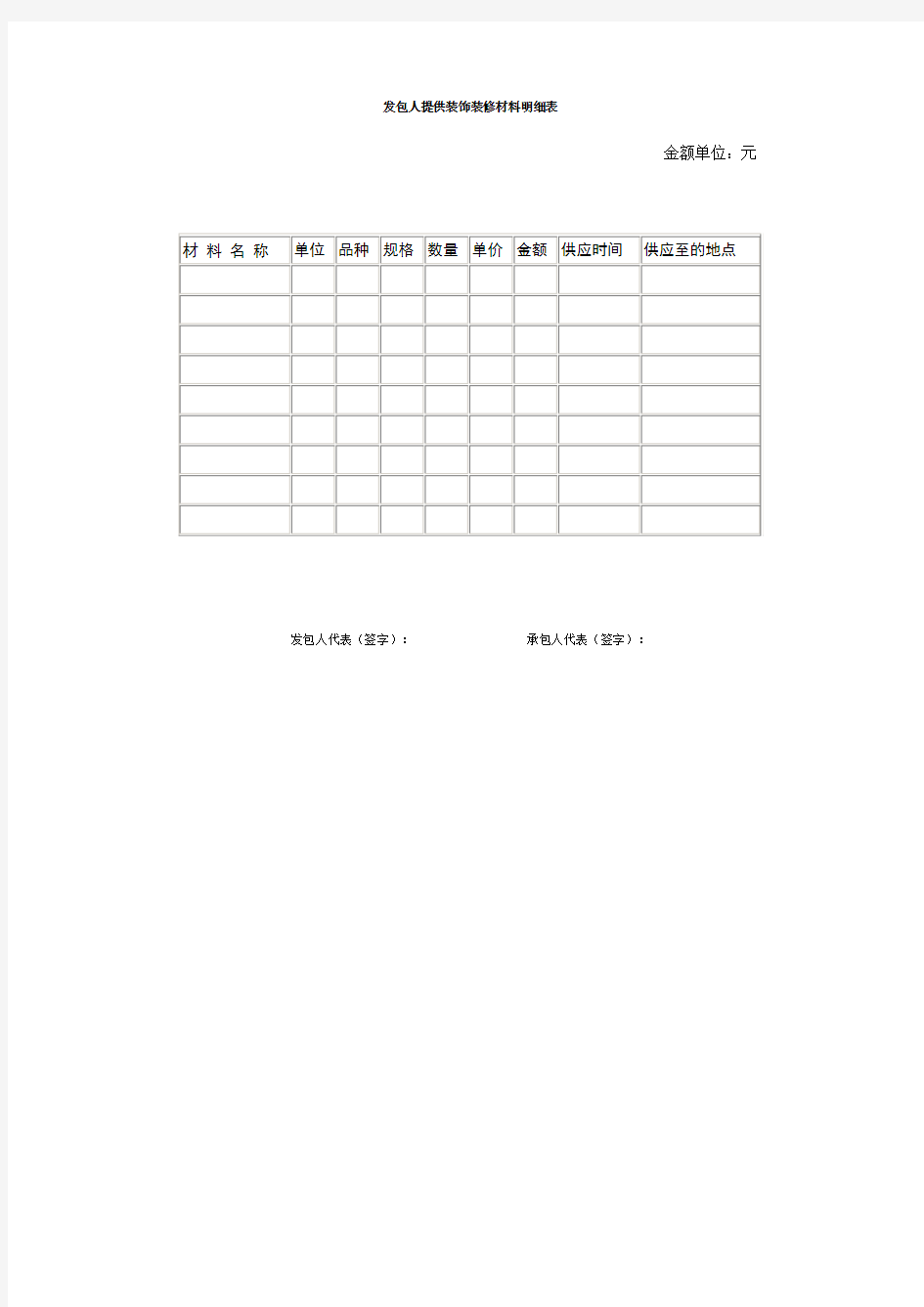 装饰装修材料明细表