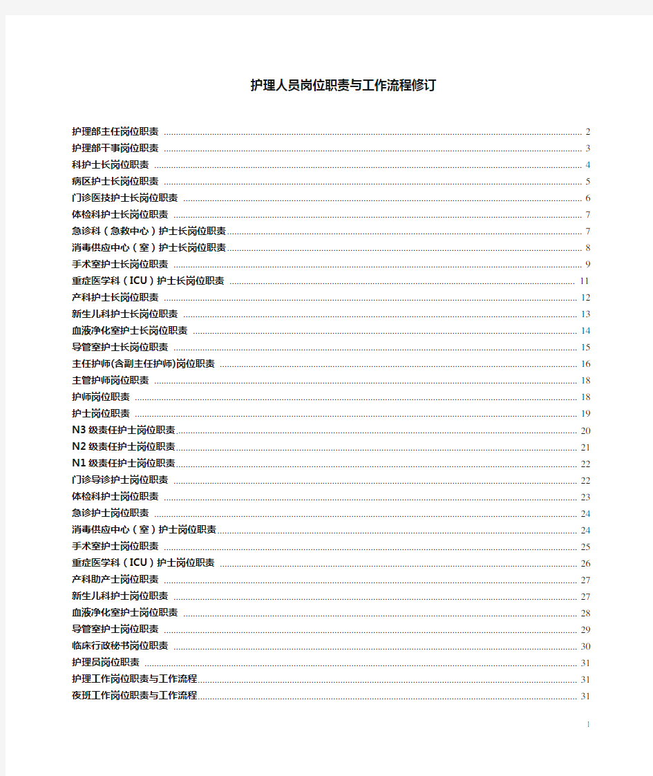 2015年新制定护理岗位职责