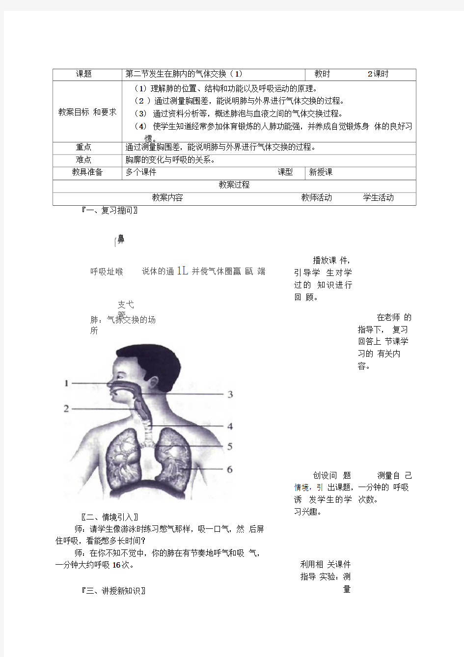 发生在肺内的气体交换()