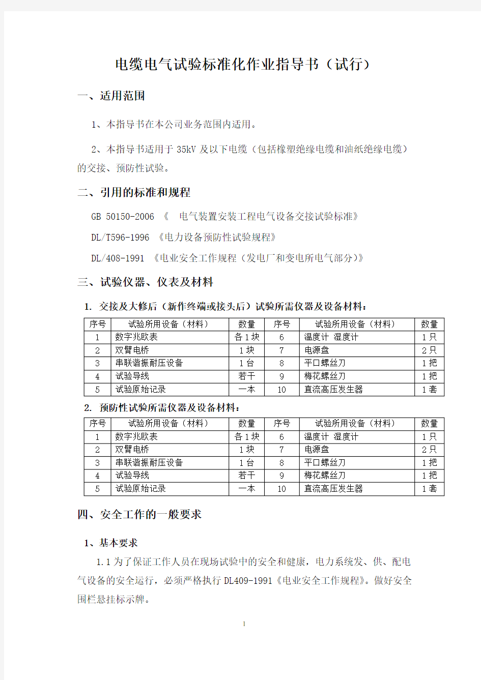 电力电缆作业指导书