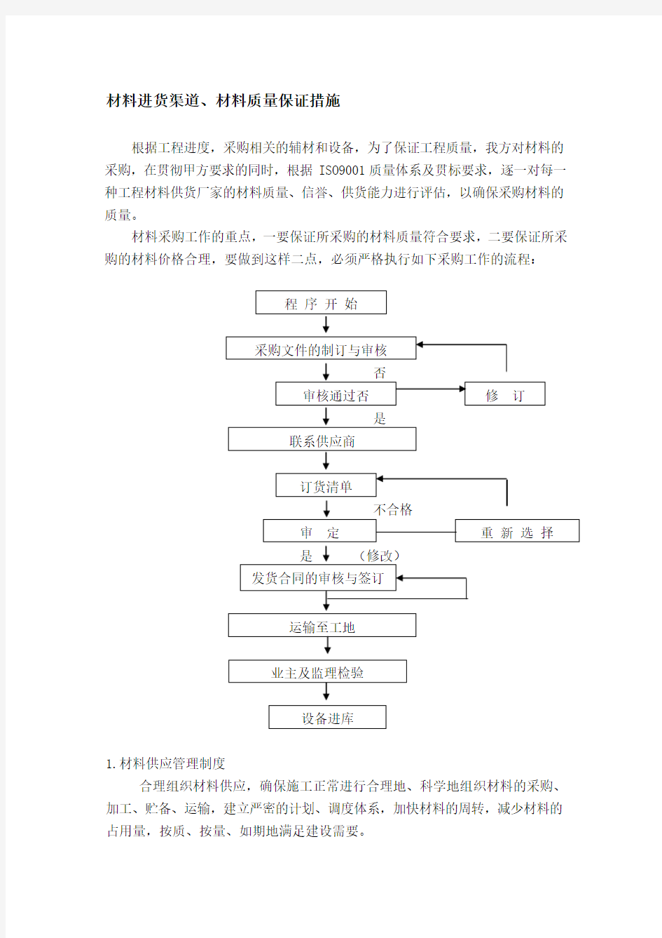 材料质量保证措施