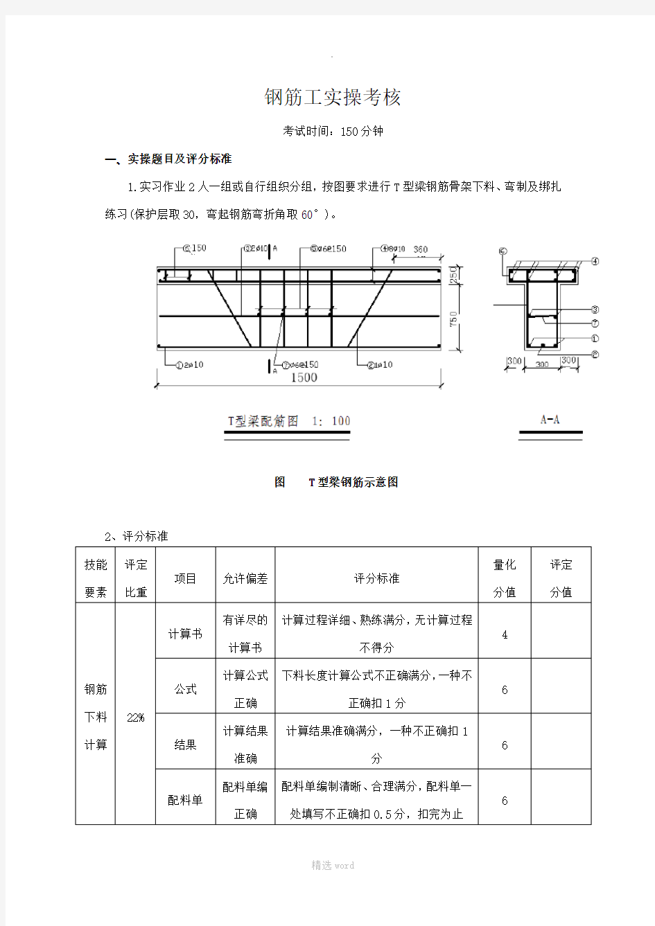 钢筋工实操考核