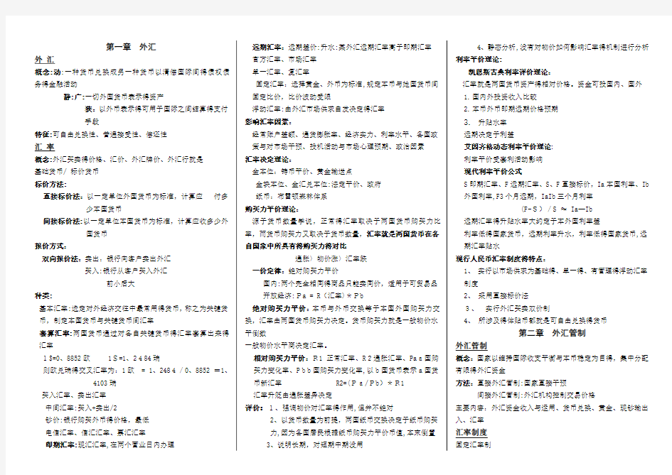 国际金融重要知识点汇总