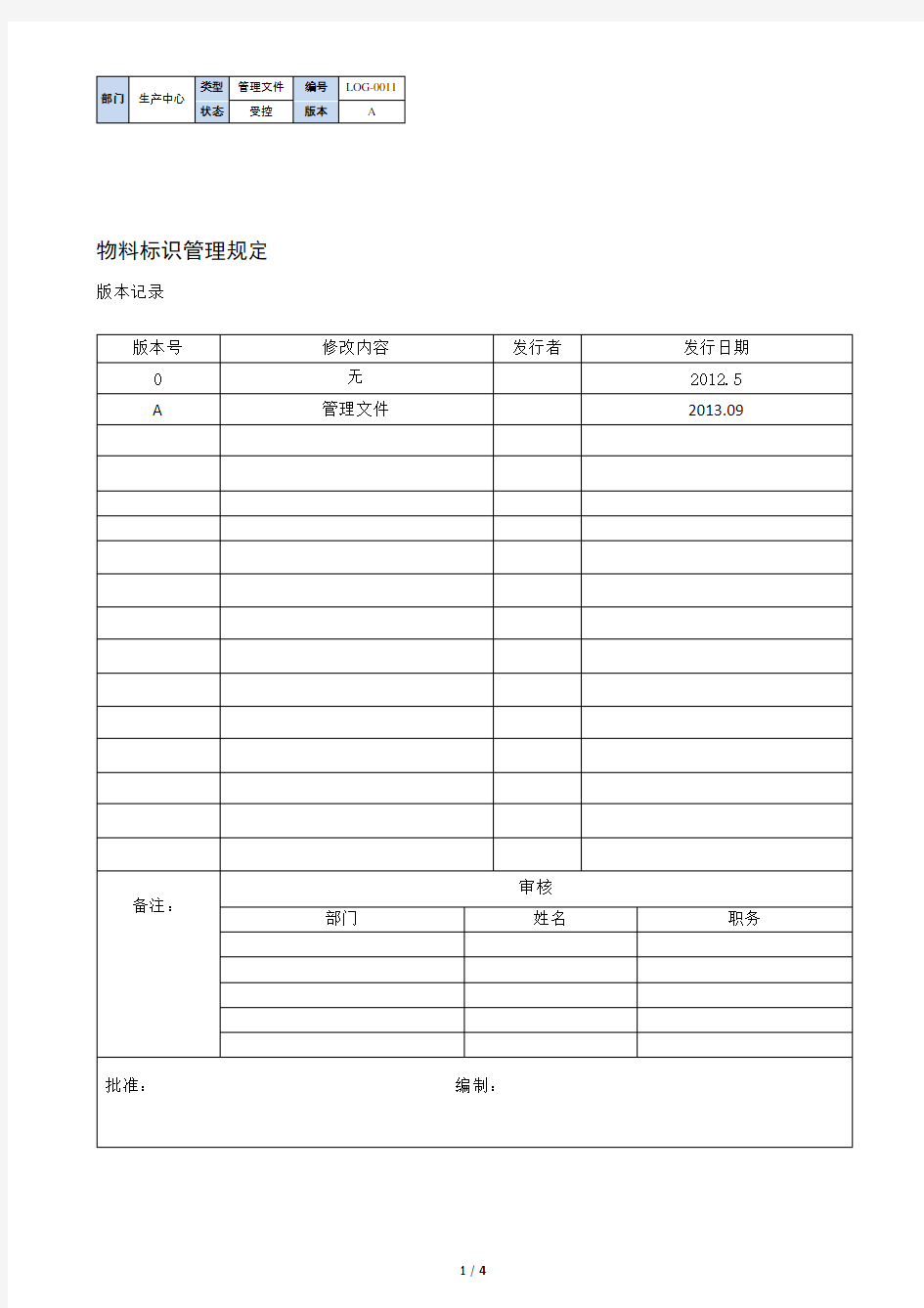 物料标识管理规定