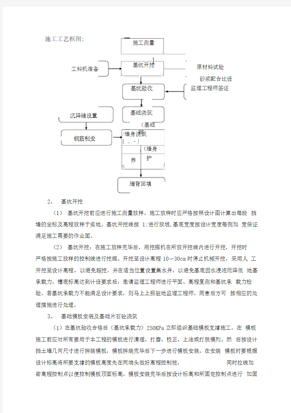 挡墙施工方法