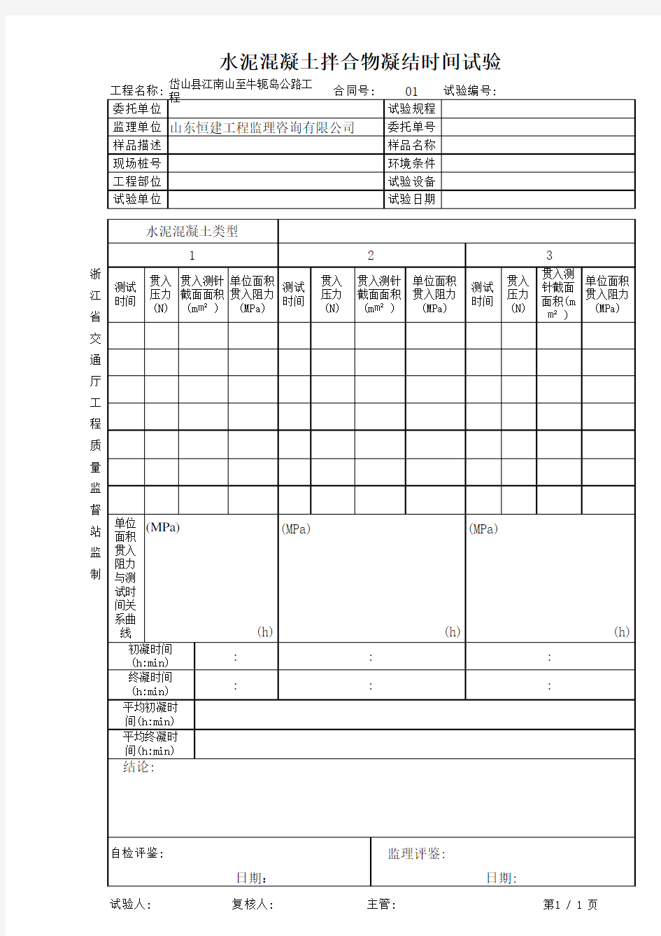 水泥混凝土拌合物凝结时间试验