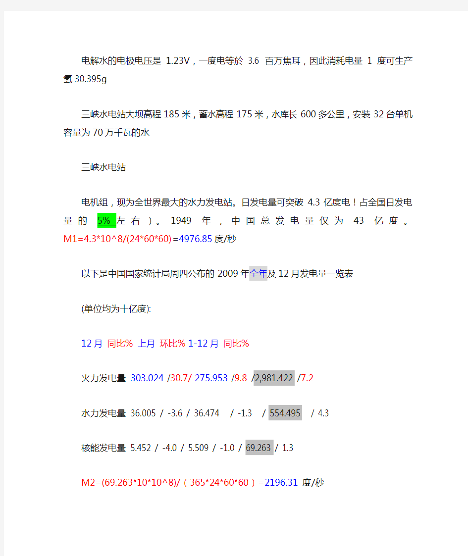 一度电,电解水生成多少@@氢气