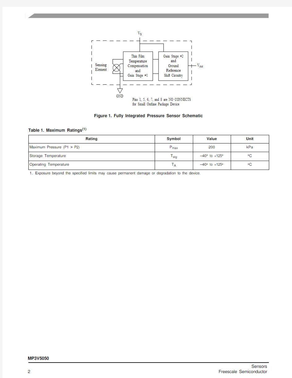 MP3V5050压力传感器说明书