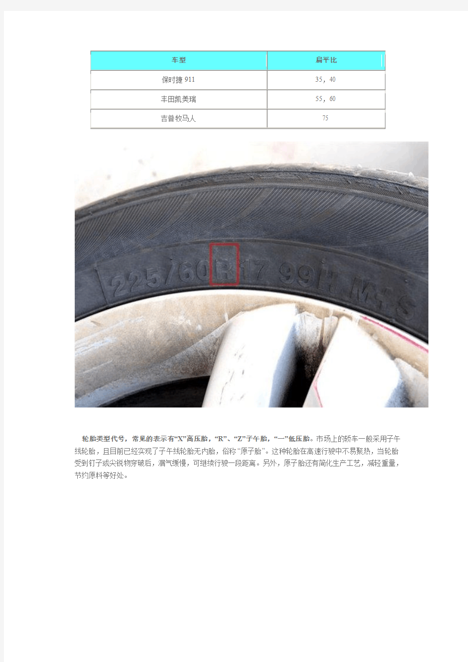 轮胎规格参数解释