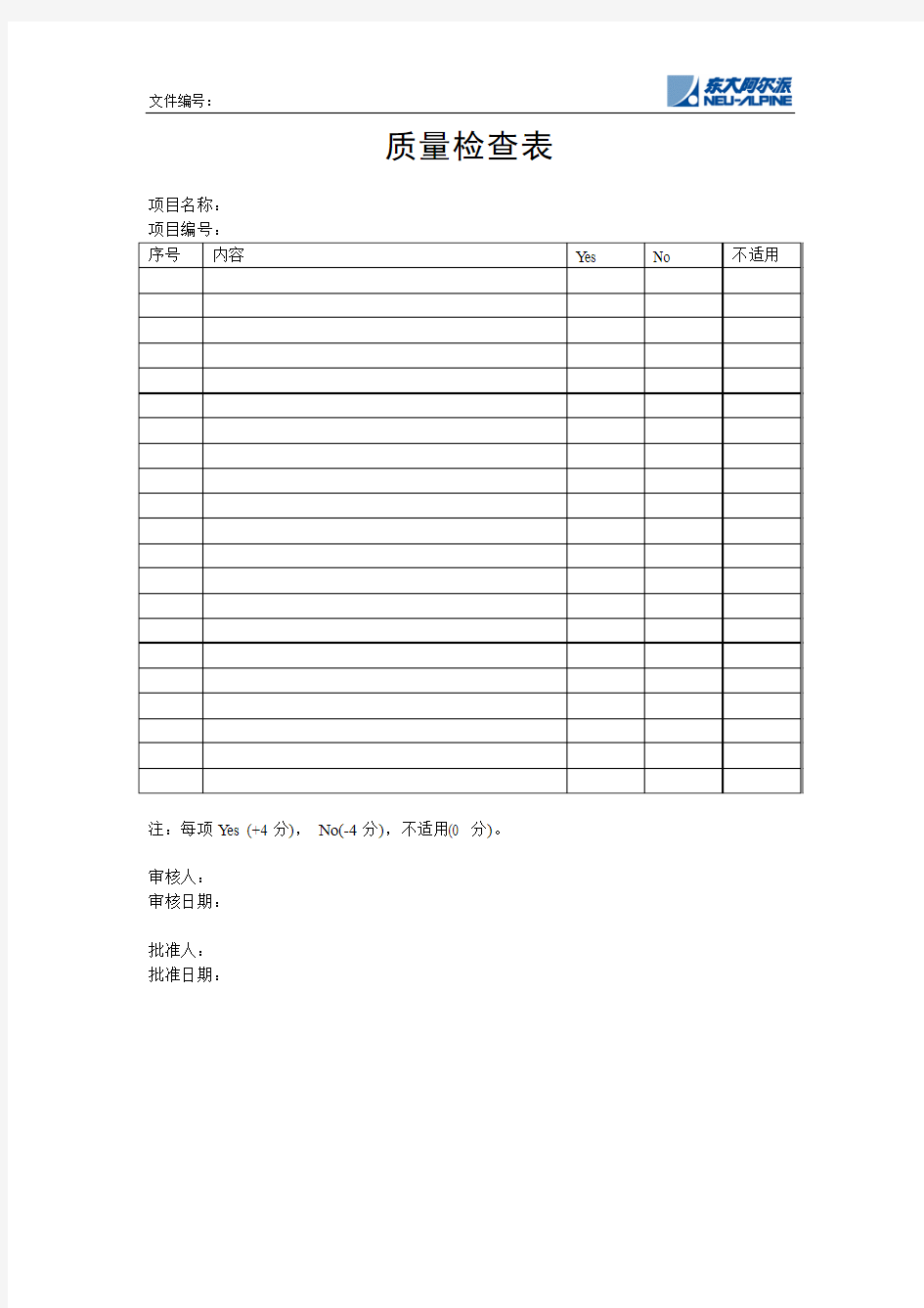 IT项目管理_质量检查表_模板